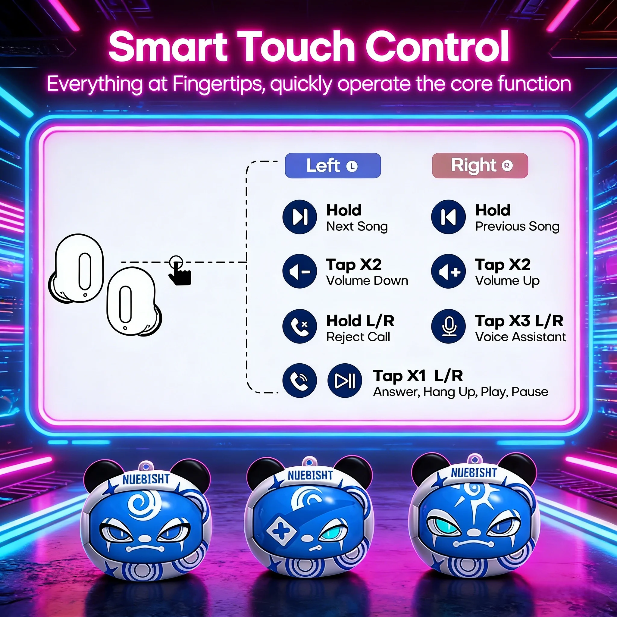 

Беспроводные игровые наушники YEEMIX T01 с изменяющимся дизайном, вращающиеся, с функцией сенсорного управления, Hi-Fi стерео, внутриканальные, для Xiaomi