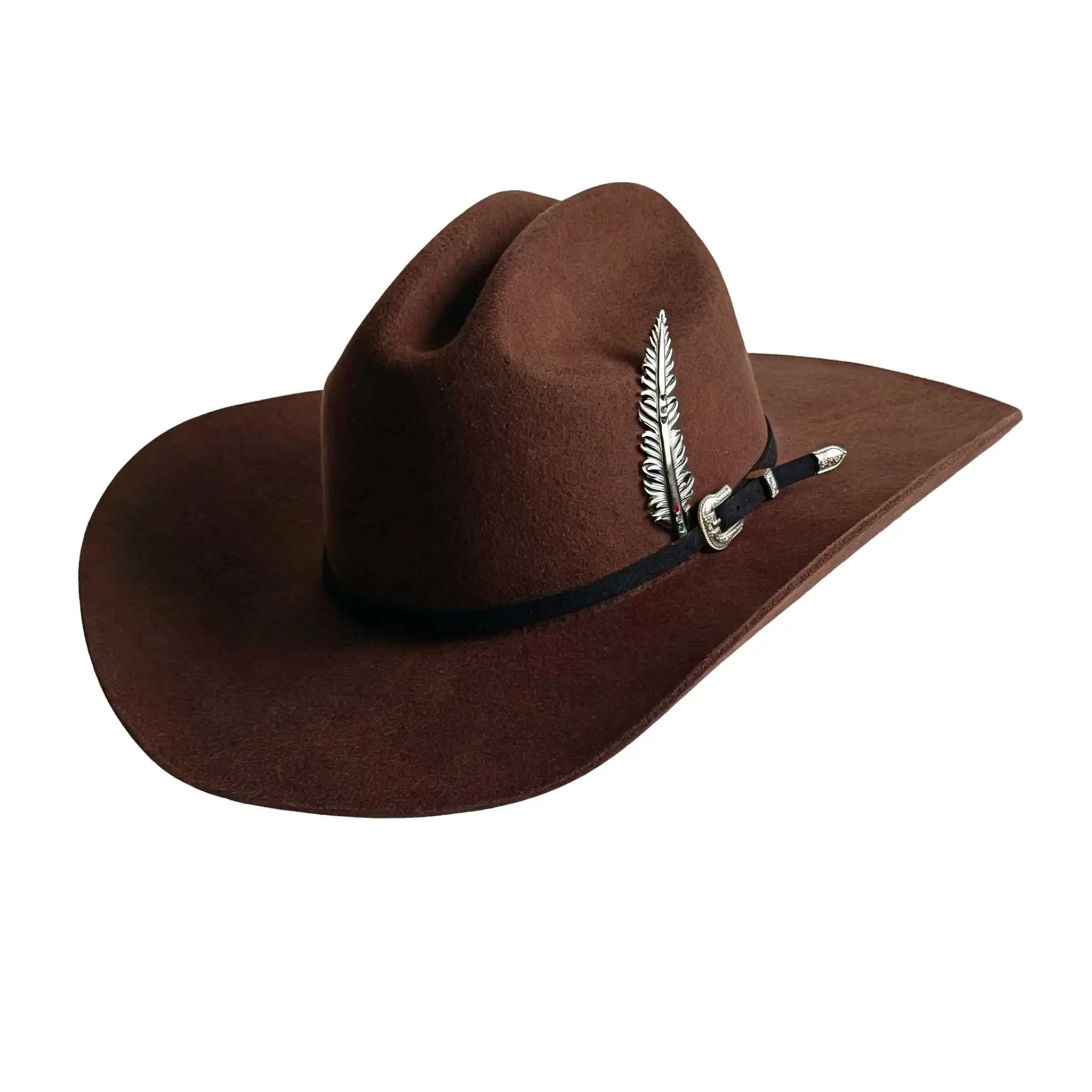 Wool Cowboy Hat Western Cowboy Hat Silver feather accessory with Buckle Western Hat Rodeo Hat Cowgirl Hat  sombreros vaqueros
