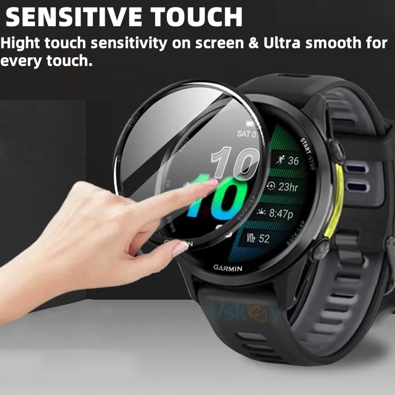 100 peças protetor de tela de borda curvada 3d para garmin forerunner 570/forerunner 970 relógio inteligente película protetora de cobertura completa
