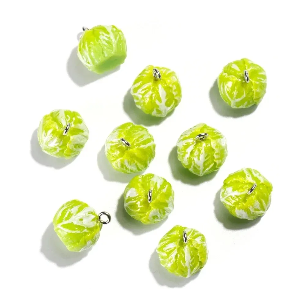 10Pcs Per Lot 3D Simulated Cabbage Resin Charms Mini Vegetable Pendants DIY Craft Supplies For Earrings Necklaces Jewelry Making