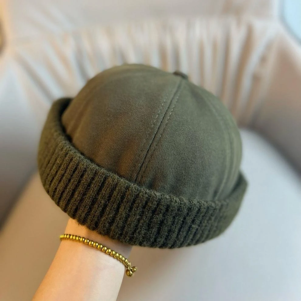 Herbst- und Wintermütze aus Melonenfell, modischer randloser Matrosenhut, lässiger modischer Straßenhut für Herren und Damen – Detail 7