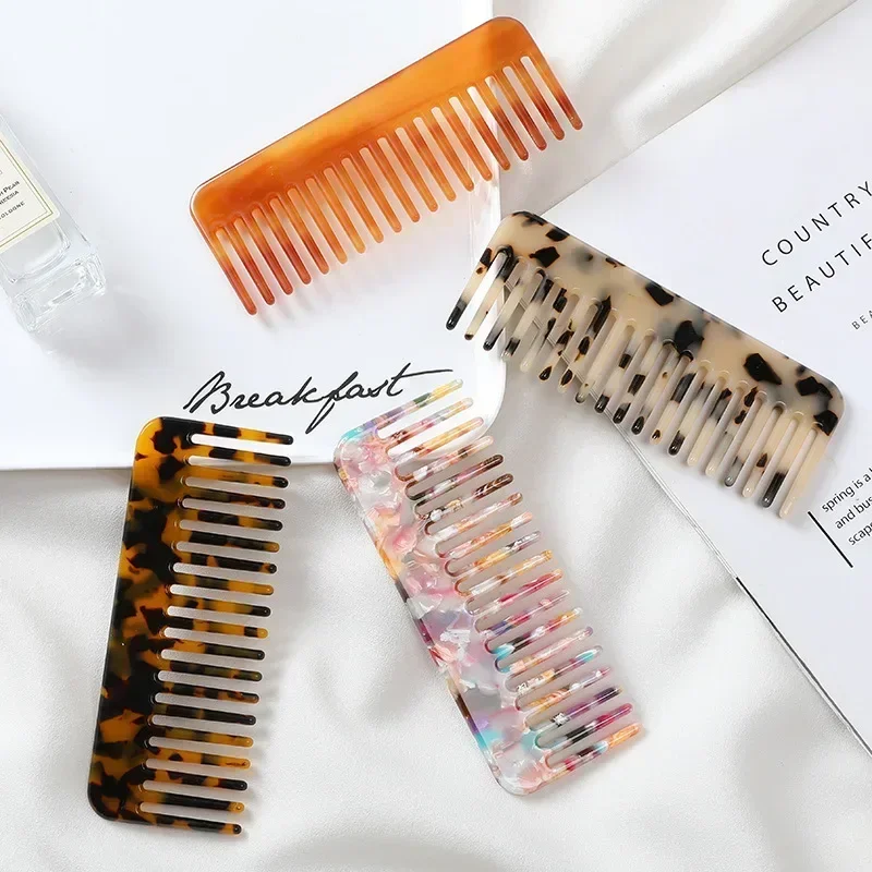 Wide Teeth Acetate Hair Comb Anti-static Massage Scalp Detangling Styling Tool for Salon Travel Daily Use Accessories Tools