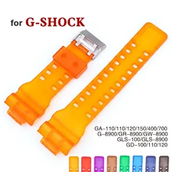 Strap for Casio G-Shock GA-100/110/120/150/200/300/400/700 GD-100/110/120 G-8900 GLS-100 Resin Silicone Bracelet Watch Band 16mm