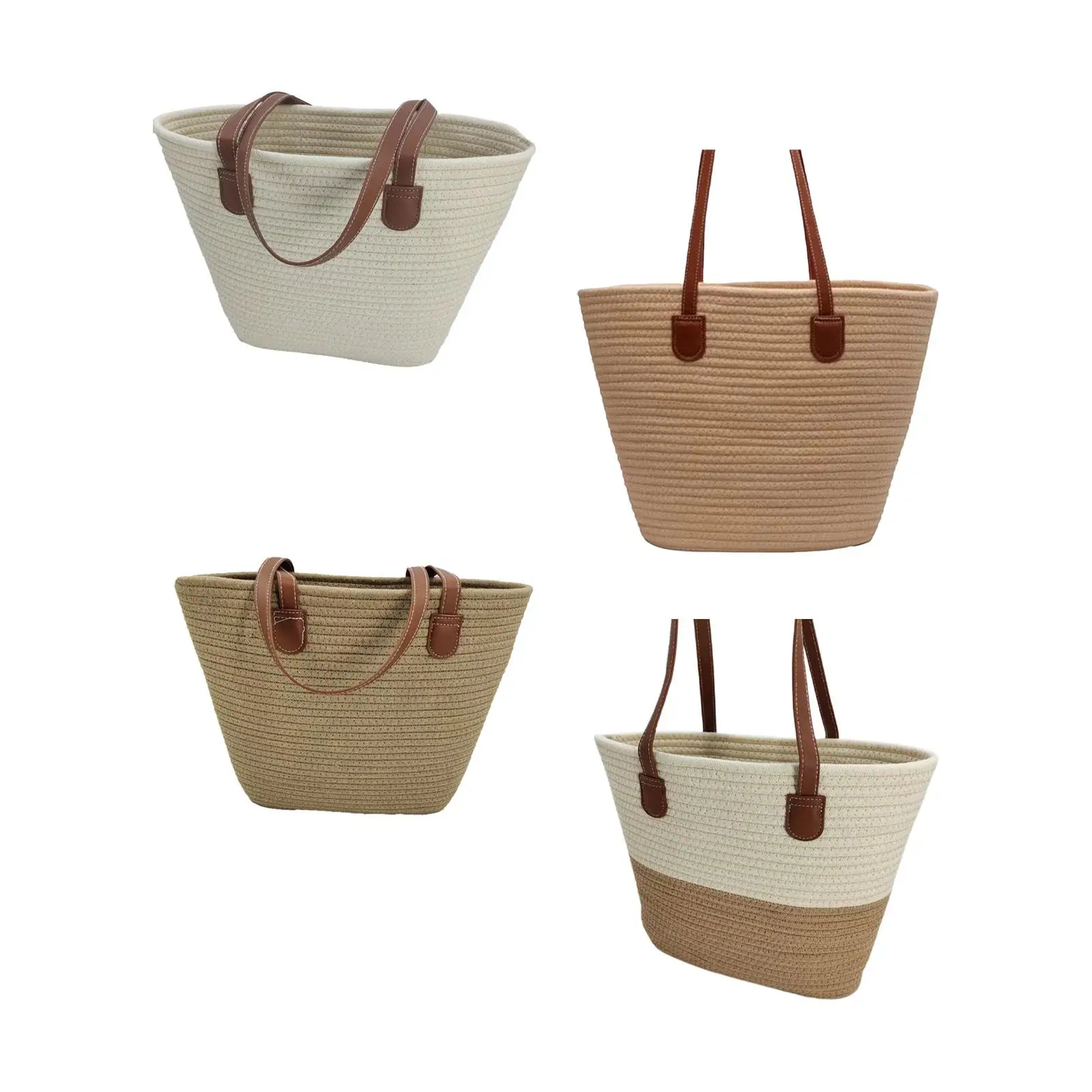

Woven Tote Bag Ladies Tote Bag Shopping Trendy Bohemian Beach Vacation Stylish Commuting Summer Purse Shoulder Bag Cotton Rope