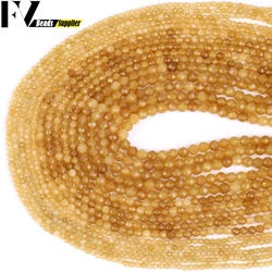2/3/4mm Natural Stone Beads Faceted Round Citrine Charms Beads For Jewelry Making Findings Fit DIY Bracelet Crafts Accessories