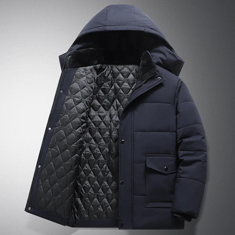 Plus Size 6XL 7XL 8XL Thicken Warm Winter Jacket Men Streetwear Business Middle aged Removed Hoodies Parkas Coats Male Clothing