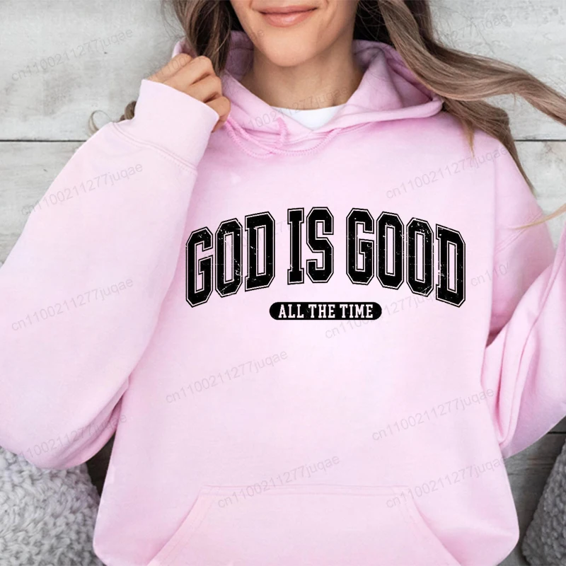 เสื้อสเวตเชิ้ตสไตล์เรโทรคริสเตียน, เสื้อฮู้ด God Is Good All The Time, ชุดกีฬาคริสเตียนสำหรับคริสต์มาส, เสื้อสเวตเชิ้ต Faith Fleeece สำหรับผู้หญิง