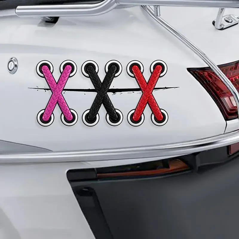 PVC vinyl cross shoelace sticker for vehicles and helmets