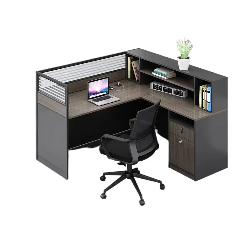 Office Desk and Chair Combo Employee Workstation Card Seat with Financial Screen