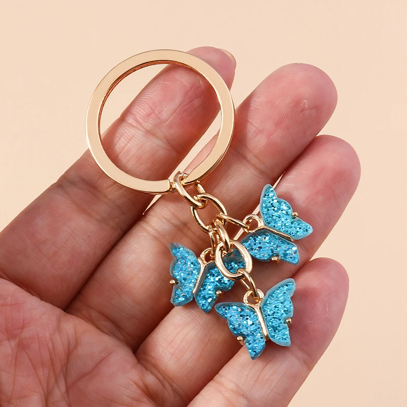 Cute Colorful Keychains Enamel Animal Butterfly Keyrings Women Men Handbag Pendants Car Key Chains DIY Jewlery Accessories