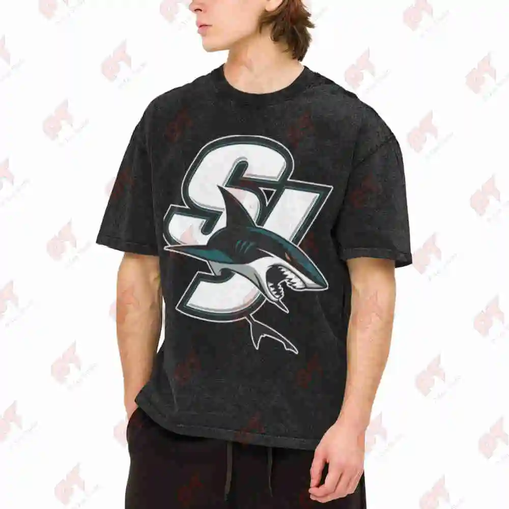San Jose Teal SJ Letters Vintage Washed Tee Pure Cotton T-Shirt