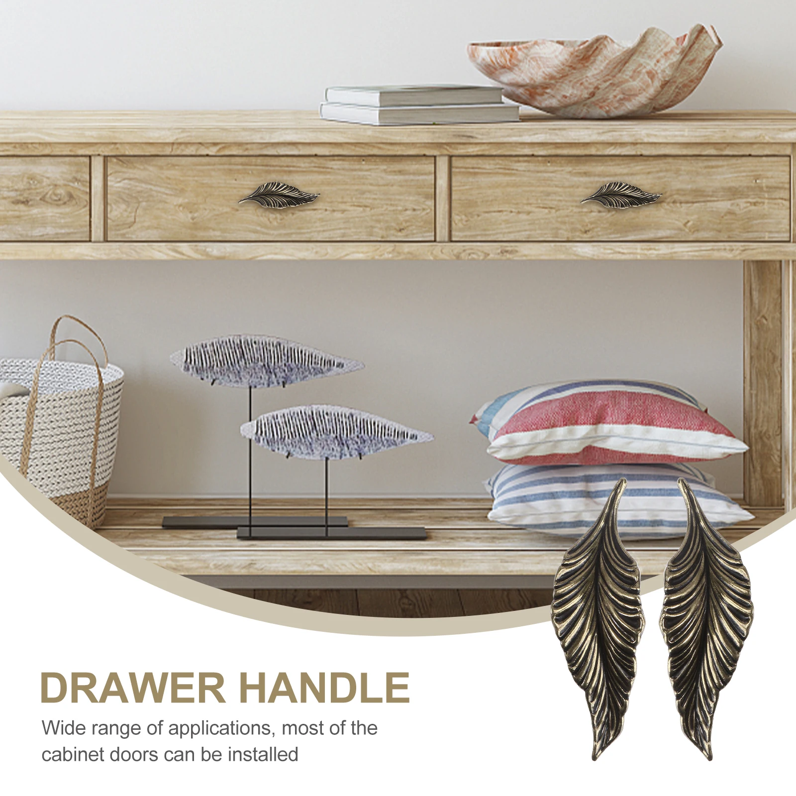 

2 Pcs Leaf Handle Cabinet Handles Knobs Door Brass Pulls Drawer Zinc Alloy Furniture Bifold