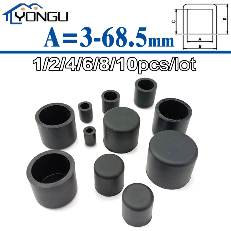 1-10Pcs Black 3mm-68.5mm Silicone Rubber Round Caps Protection Gasket Dust Seal End Cover Caps For Pipe Bolt Furniture