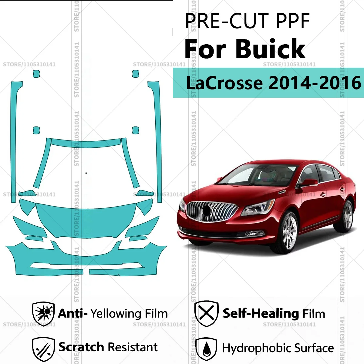 

For Buick LaCrosse 2014-2016 Pre-Cut Paint Protection Film PPF Transparent Car Film Automotive PPF Front Kit - Rockers