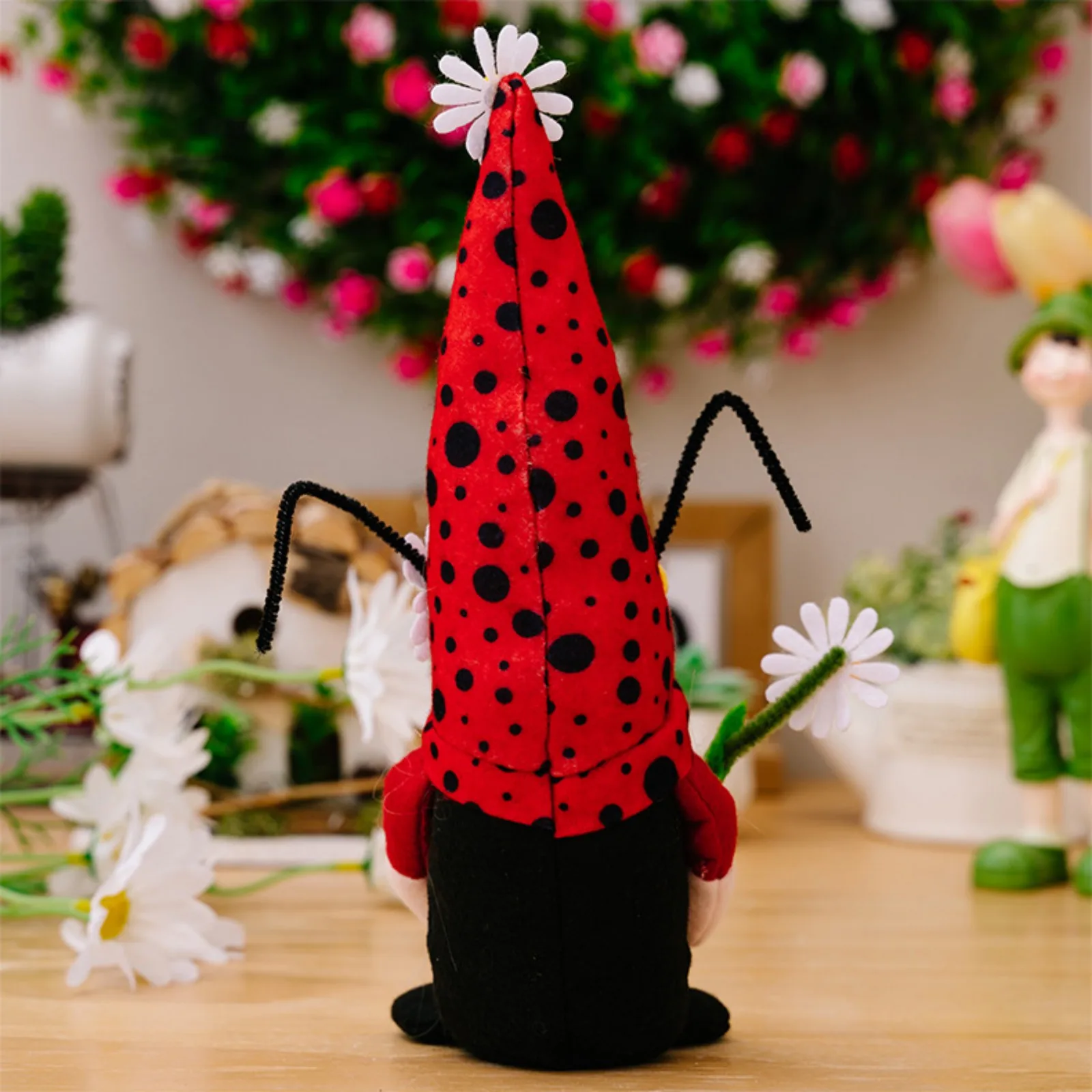 Ladybird Gnome Faceless Doll Flower Beetle Dwarf Home Christmas Ornament Xmas Navidad Natal New Year 2024