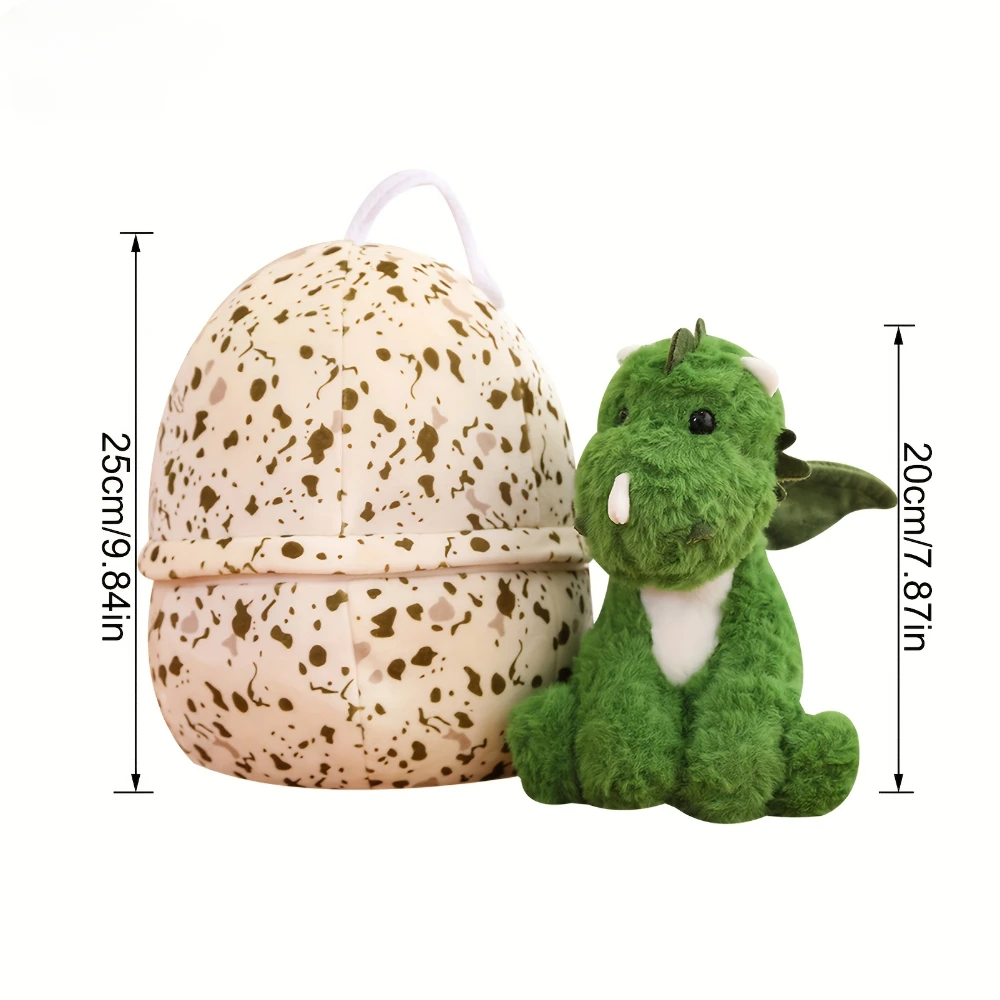 2-in-1 Transformable Green Winged Green Dinosaur Egg peluche-comodo compagno di sonno-coccole e tempo di riproduzione senza fine