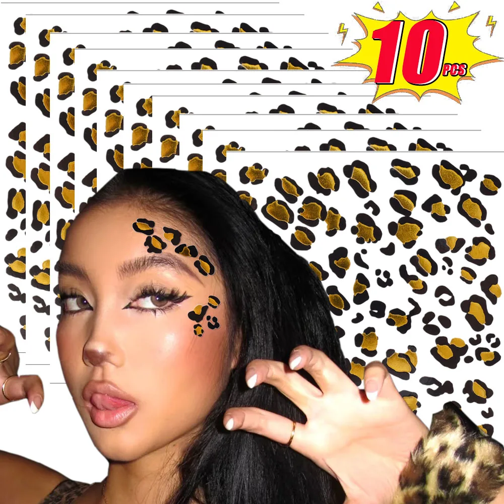 

Waterproof Temporary Tattoo Stickers Fashion Leopard Print Foil Tattoo Stickers DIY Decals Halloween Party Leopard Tattoos Kit