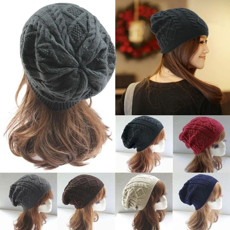 

Winter Women Beanies Knitted Hat Cotton Twist Pattern Caps Autumn Warm Thick Outdoor Fashion Casual Soft Knitted Hats