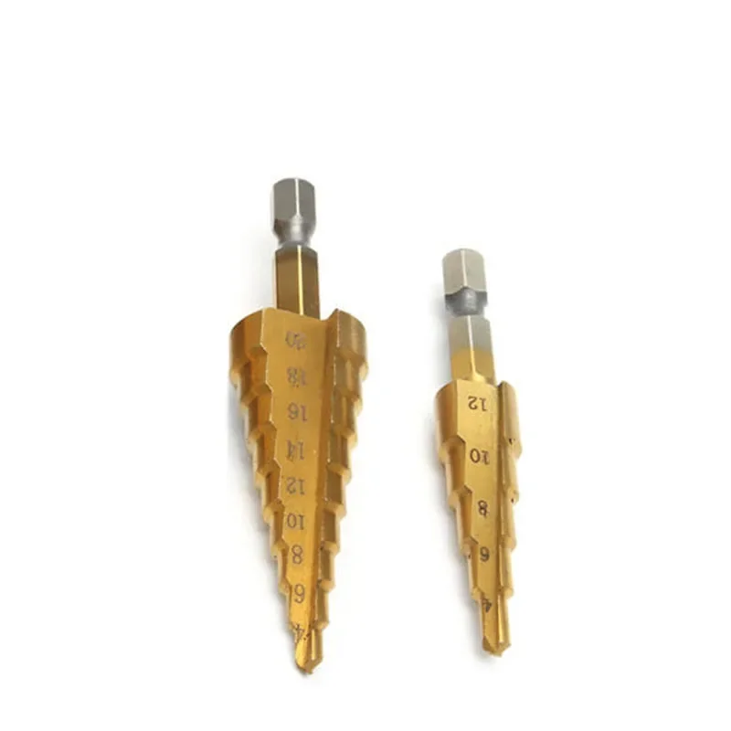 JUSTINLAU HSS Thép Không Gỉ Titan Bước Khoan 4-12Mm-20Mm Bước Nón Dụng Cụ Cắt Thép Không Gỉ gỗ Gỗ Khoan Kim Loại