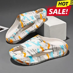 2024 New Ins Slippers Men's Summer New Fashionable One-Word Mop Home Super Soft Non-Slip Sandals Beach Sandals