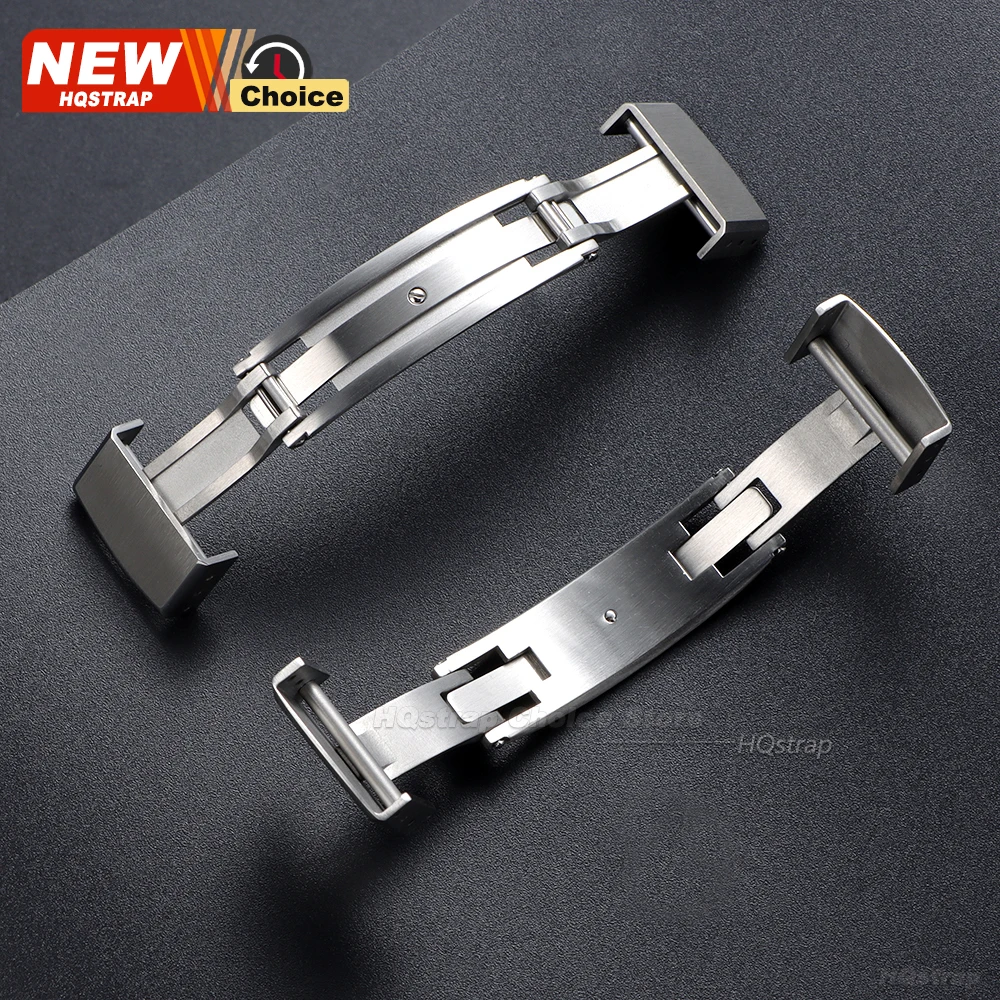 Fast Release Fold Buckle 16mm 18mm 20mm Flat-End Universal Button Double Click Butterfly Watchband Clasp Fashion Steel Buckles image 4