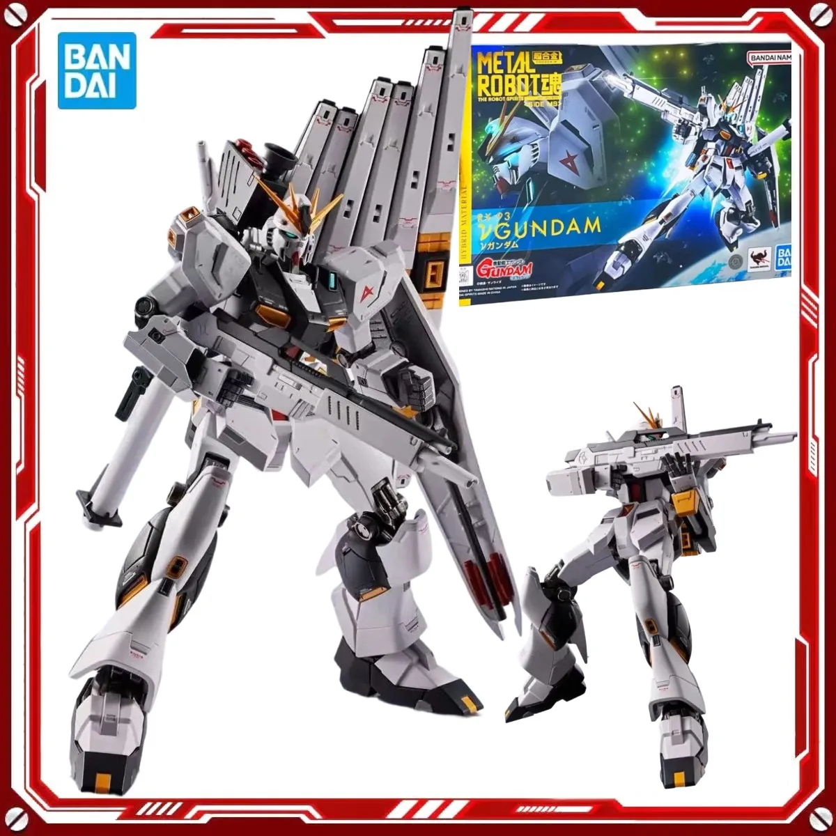 

Genuine Bandai Original Gundam Figure Model Kits METAL ROBOT SPIRITS RX-93 V Gundam Anime Figures Action Model Toys Gifts