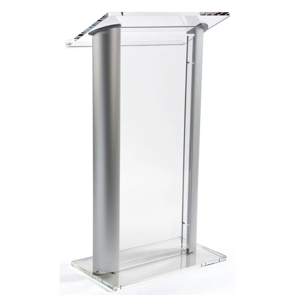 Factory Hot Sell Contemporary Podium Church Pulpit Acrylic Aluminum Alloy Podium With Spacious Reading Surface