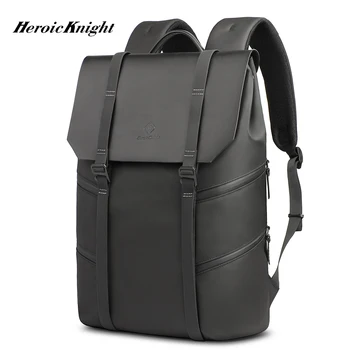 Heroic Knight-Mochila impermeável com aba para homens, bolsa de viagem esportiva, sacos de trabalho e laptop, grande capacidade, preto, fashion, 15,6