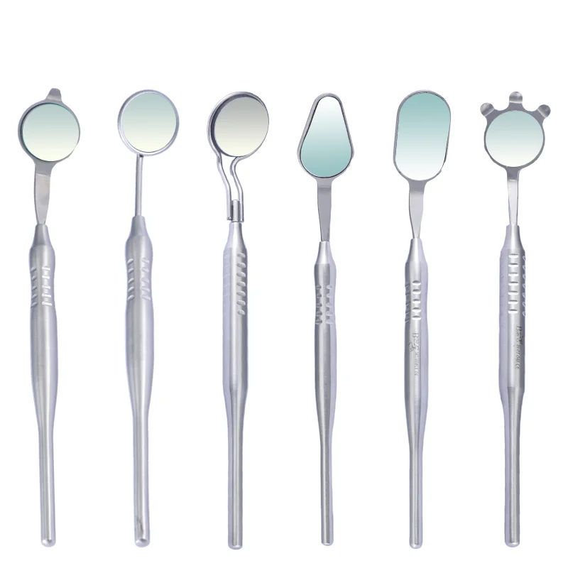 الثيران أجهزة Intl الفولاذ المقاوم للصدأ الأسنان عن طريق الفم مرآة رمش تمديد تبييض الأسنان تنظيف أداة مقبض مرآة #3
