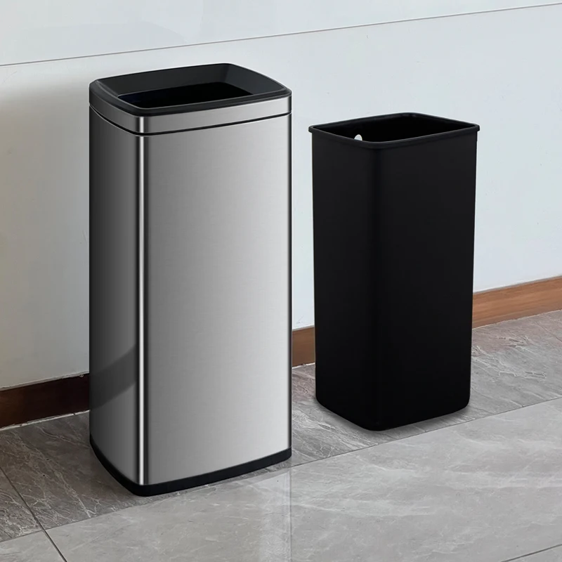 Commercial stainless steel trash can Hotel company corridor Large capacity 50 liters Shopping mall bathroom Direct delivery pape