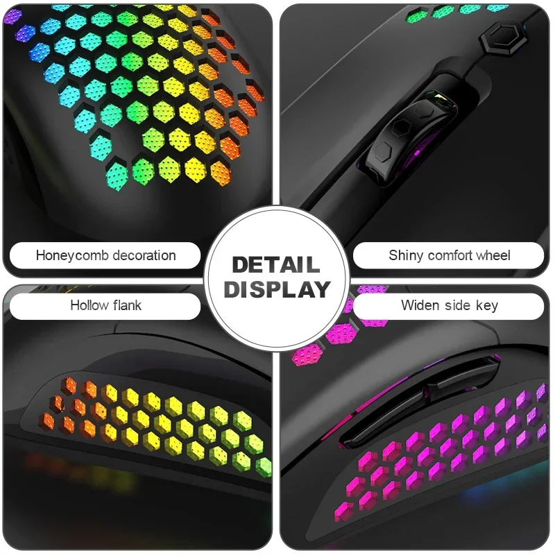 2022 USB Wired Gaming Mouse 7 Buttons RGB Light Cellular Optical USB Computer Mouse Game Mice For PC Computer Laptop accessorie