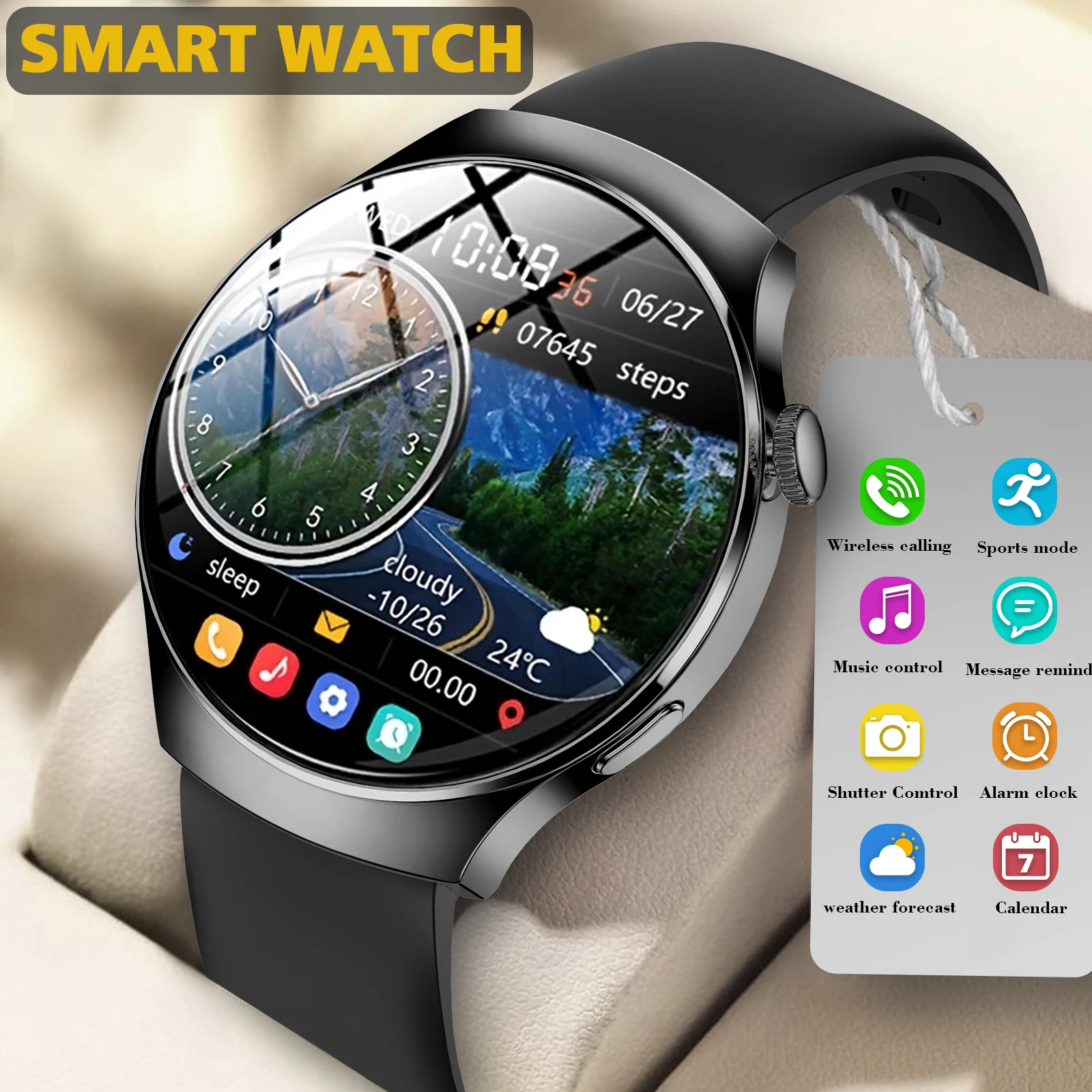 

Smartwatch, Wireless Calling/Dialing, Multi-Sport Mode, Message Alert View, Customized Wallpaper, Fitness Monitor, Compatible Wi