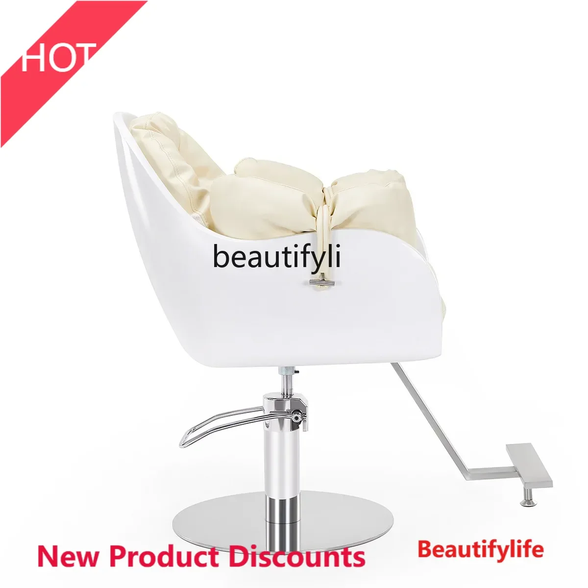 JJ45 ss L178Hairdressing chair Hair salon lift rotating barber shop chair Fiberglass cutting hair perm and dyeing chair