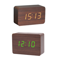 LED Luminous Wood Clock Voice Control Temperature Display 3 Group Timer Alarm Clock Wooden Desk Clocks