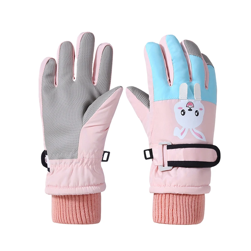 AliExpress Cartoon Children's Ski Gloves, Unisex, Waterproof, Durable, Winter Warm, Children's Split-finger Gloves, Cycling Gloves