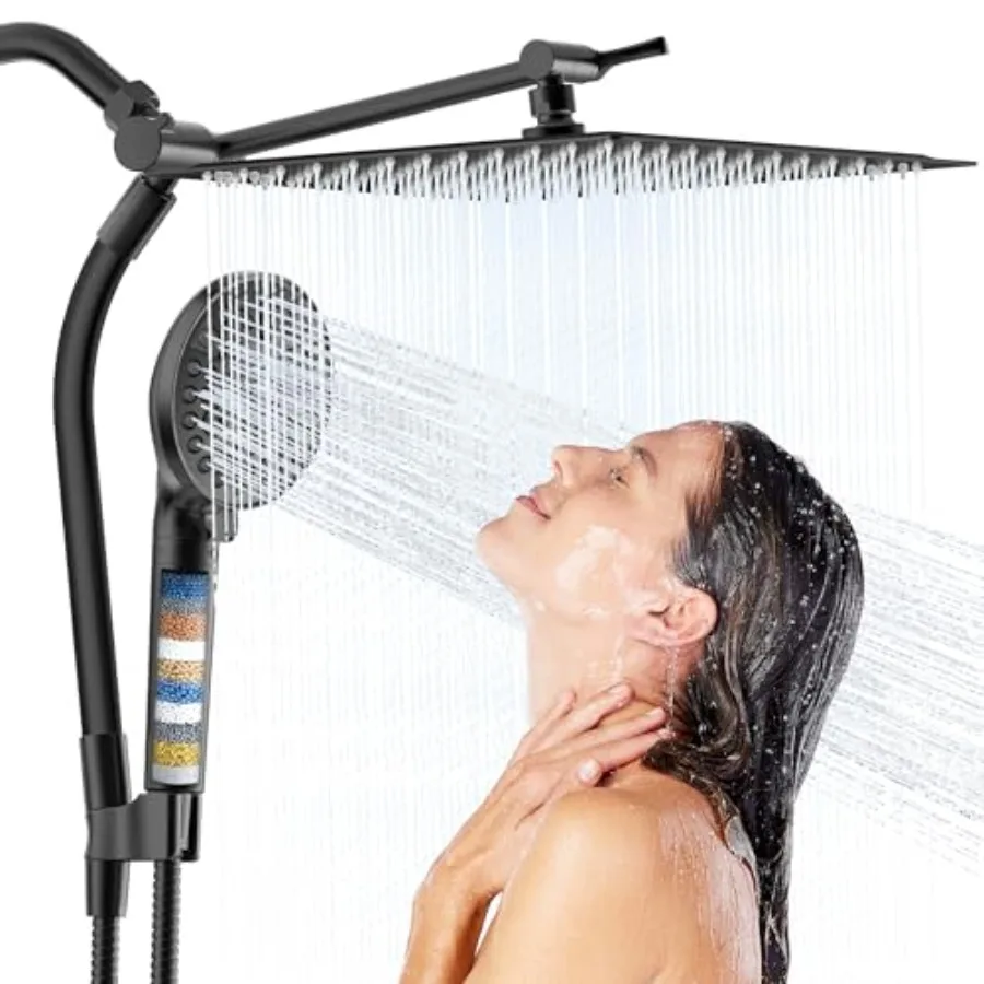 

Rain Shower Head with Handheld Spray ComboHigh Pressure Filtered Handheld Shower Head with 10-Spray for Bathroom Upgrade 10" He