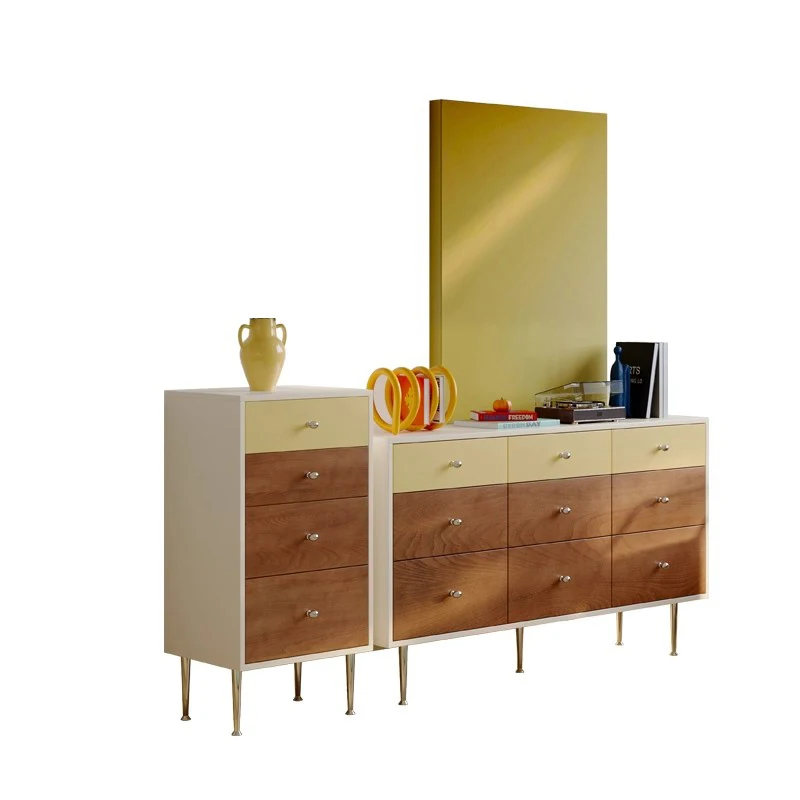 

Medieval solid wood chest, bedroom, bedside cabinet, living room against the wall, locker, retro multi-pump nine chest cabinet