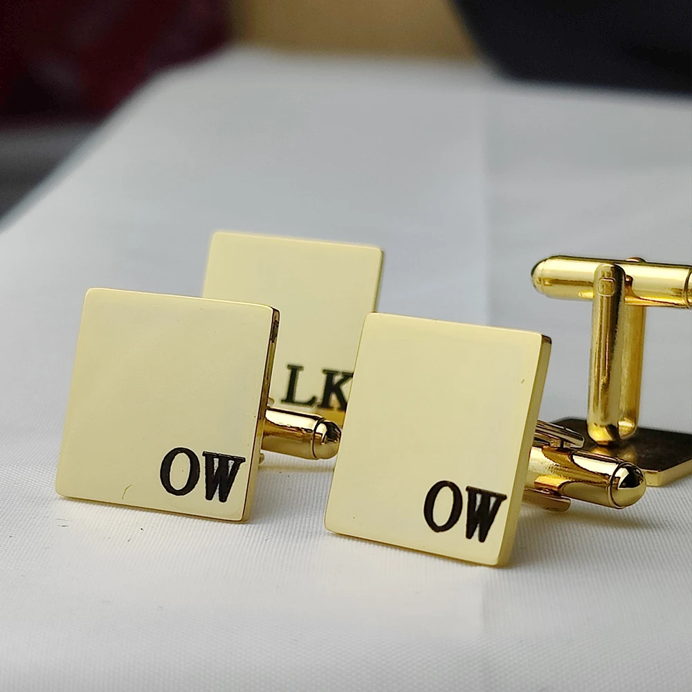 Personalized Custom Engraved Name Cufflinks With Gift Box Stainless Steel Round Square Cufflink Shirt Buttons Jewelry