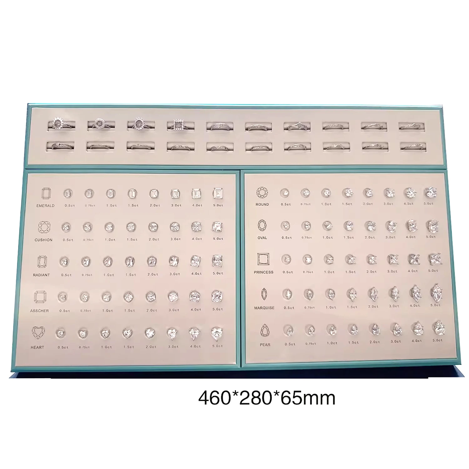 Hot Sale 10 Shape Custom White Cubic Zirconia Stone Loose Ring Size Reference Diamond Carat Size Chart for Jewelry Store