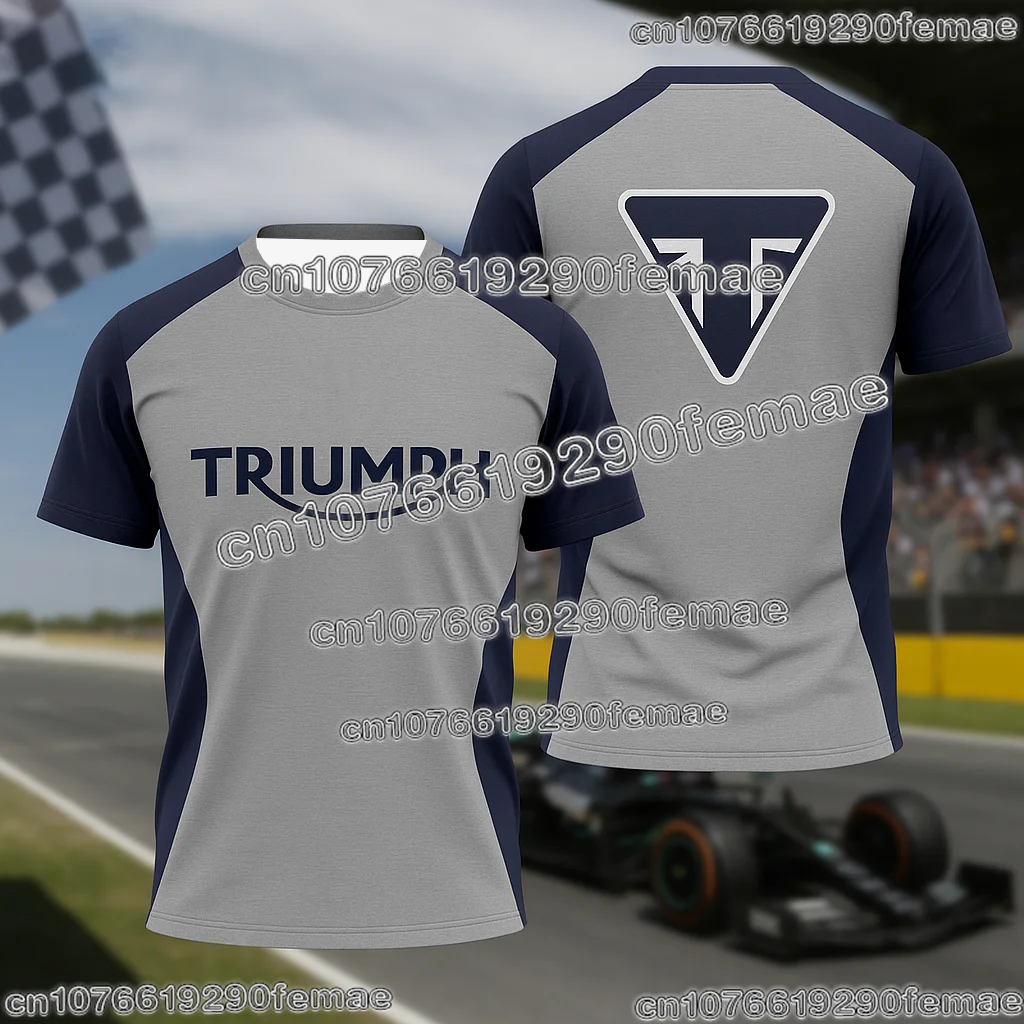 تي شيرت كلاسيكي Triumph Motorcycle Graphic تي شيرت عالي الجودة بأكمام قصيرة كاجوال لراكبي الدراجات النارية للرجال والنساء ملابس عصرية صيفية
