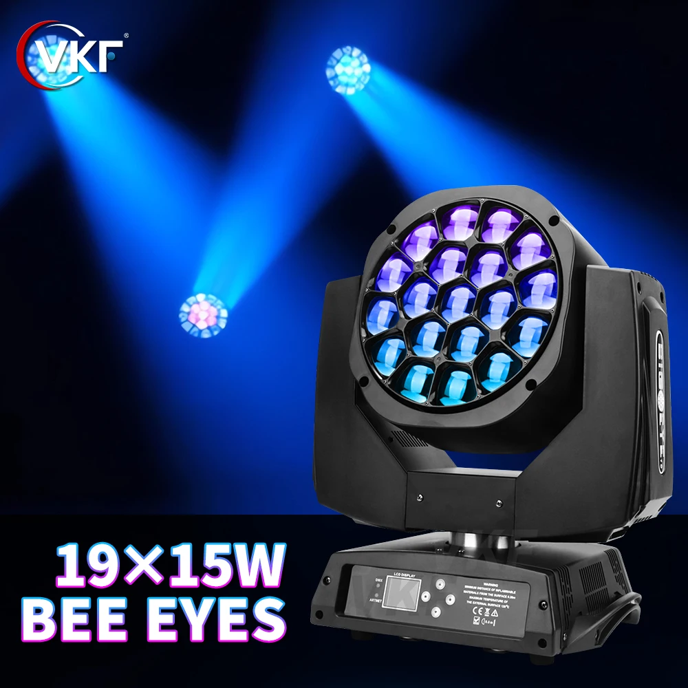 

19X15W LED Beam Moving Head Lighting Big Bee Eyes Wash Lights Professional Equipment With DMX Control for DJ Disco Nightclub Bar