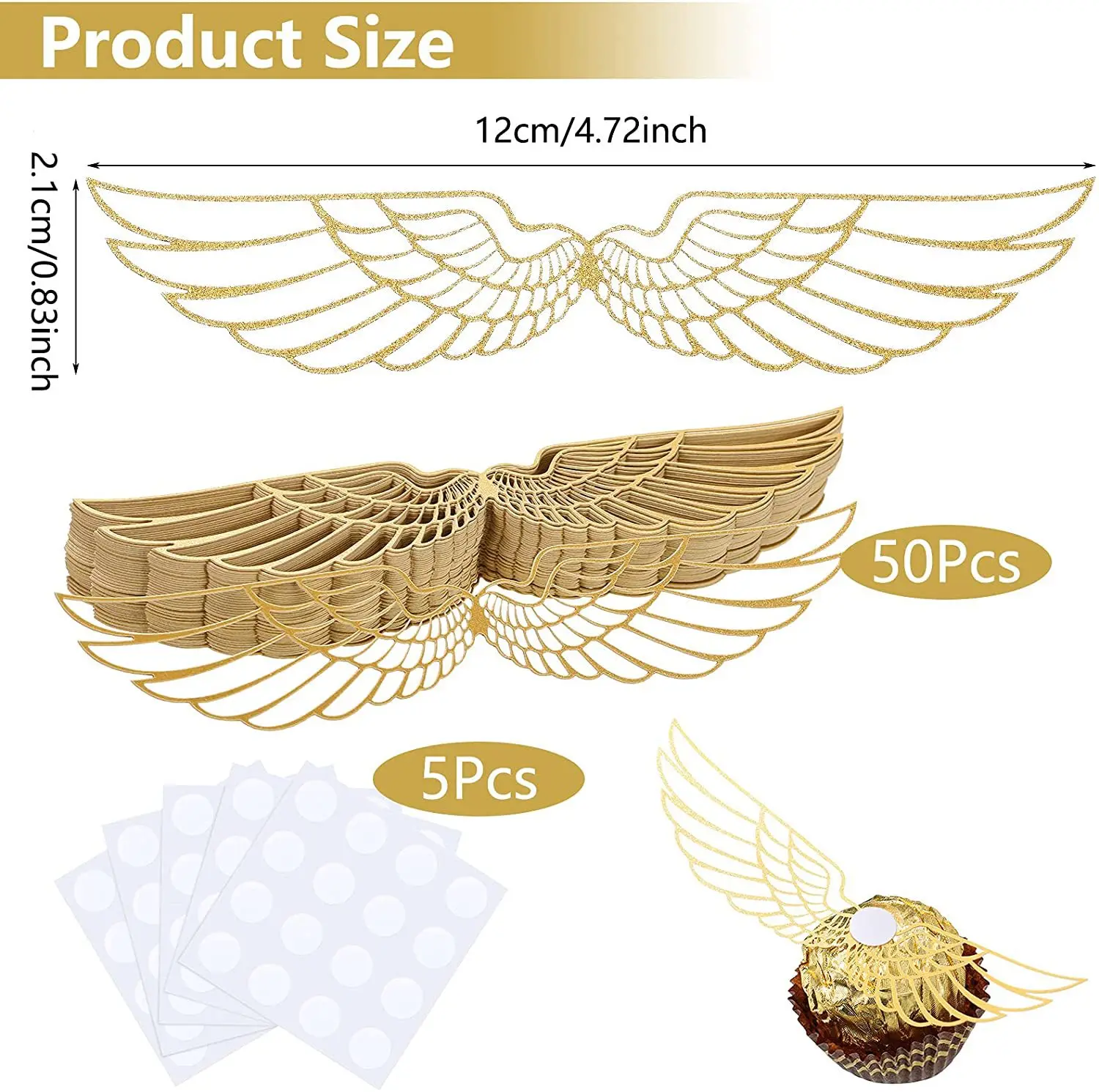 50/100 Stück Flügel Schokolade Kuchen Party Kuchen Dekoration Zauberer Topper Gold Flügel Cupcake Topper Snitch Hochzeit Geburtstag Dekor – Detail 1