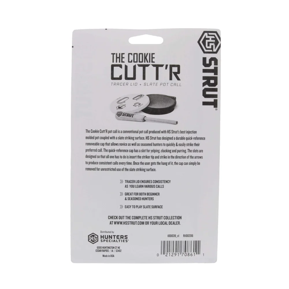 Turkey Pot Call Cookie Cutt'R Slate Call مع غطاء قابل للإزالة Yelping Clucking Purring سهل الاستخدام ملحق صيد متين