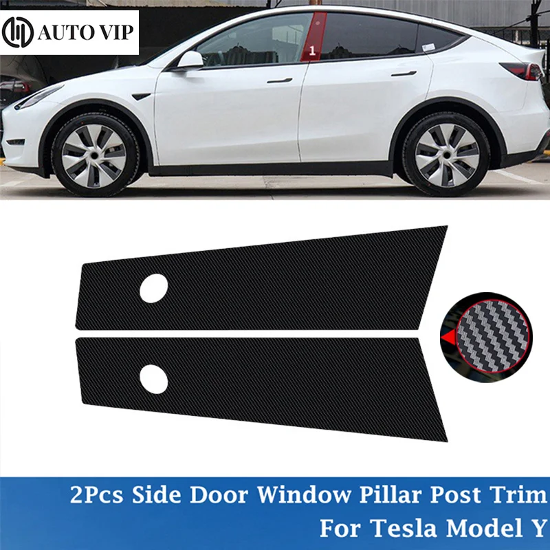 

Car Window Pillar Posts Door Glossy Black Trims Cover Sticker Auto Styling Exterior Parts for Tesla Model 3 carbon 2020-2022