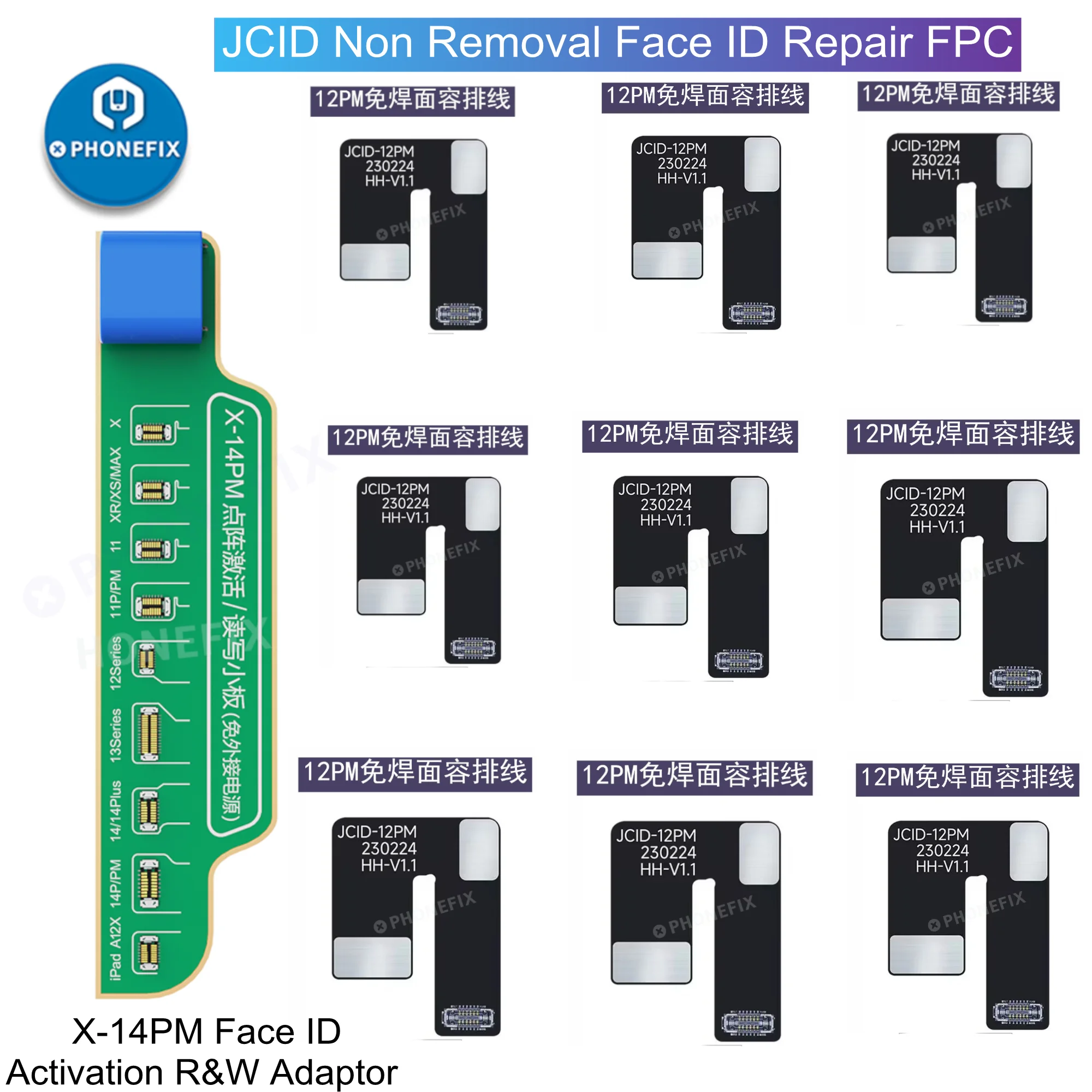 NOWY JCID JC Tag na Taśmie Flex Face ID do iPhone X-11 12 13 14 15 16 PRO MAX Narzędzie do Naprawy Matrycy Punktowej Czytanie i Zapis Danej Baterii
