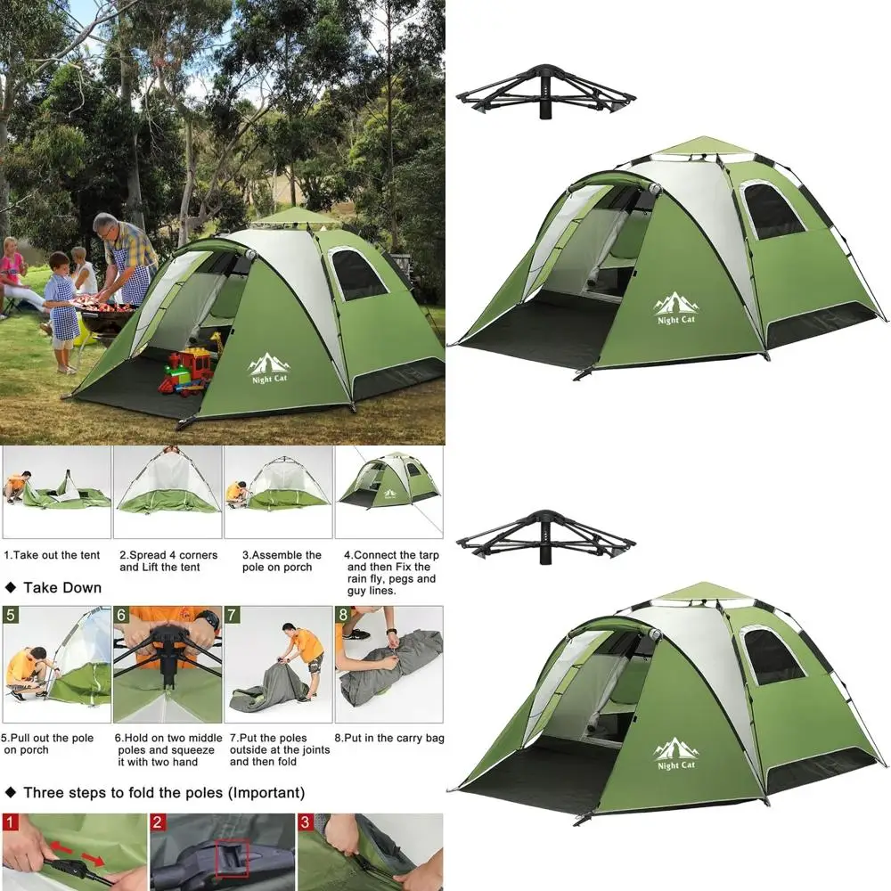

Quick Setup 2-3 Person Camping Tent with Waterproof Rainfly and Footprint Tarp, Automatic Hydraulic Mechanism