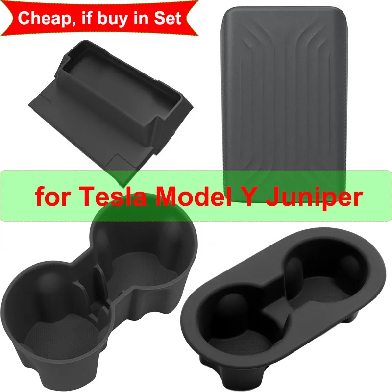 for New Tesla Model Y Juniper 2025 interior Accessories Center Console Cup Holder Glasses Tray Armrest Box Protect Cover MY 2026