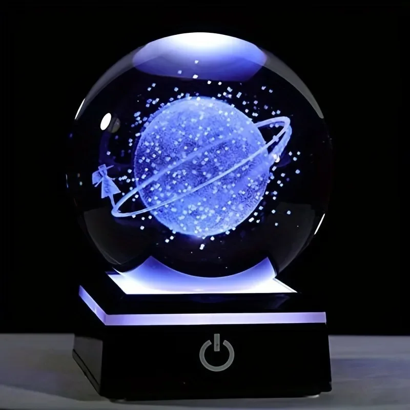 CreativeLED Galaxy Ornament 3D Laser Inner Carving Luminous Crystal Ball Night Light Bedroom Study Desktop Atmosphere Decoration