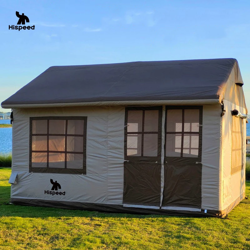 Portable 6-Person Waterproof Inflatable Camping Tent Easy-to-Set 4-Season House For Hiking Blow Air