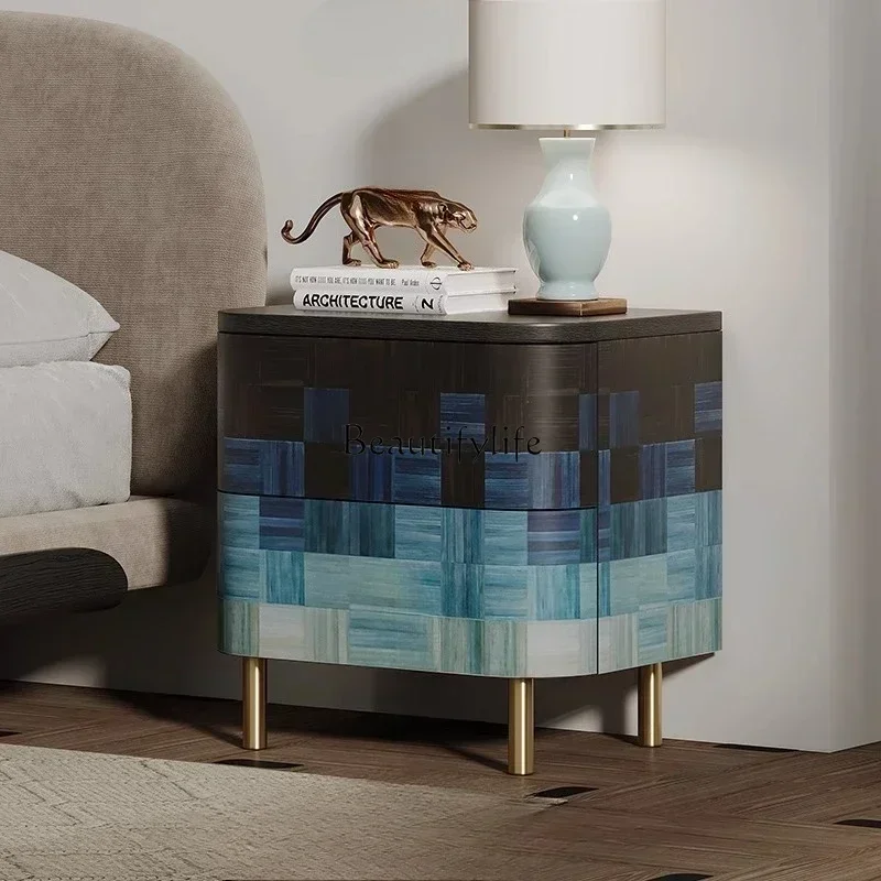 

yj5 Italian light luxury solid wood household bedroom bedside cabinet modern living room storage cabinet